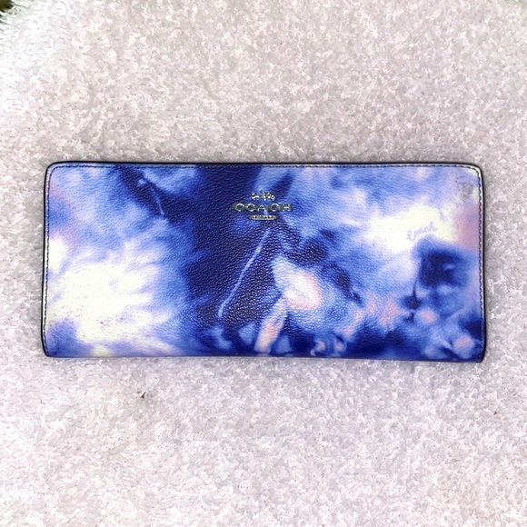 Small blue tie dye Coach Bo-fold Wallet - Picture 1 of 4